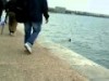 Police Officer jumping into the see